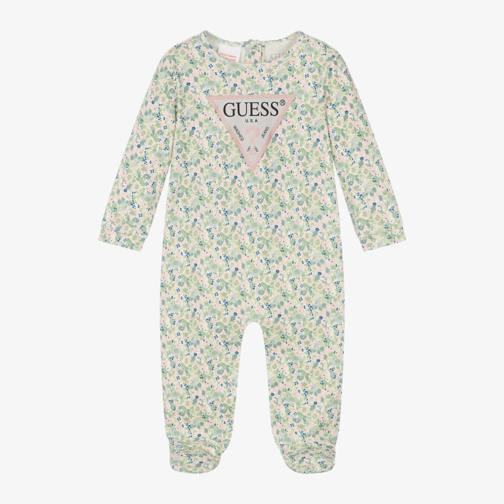 Guess-Girls Floral Green Cotton Sleepsuit | Childrensalon Outlet