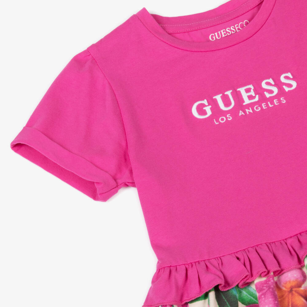 Guess-Girls Floral Pink & Cream Dress | Childrensalon Outlet