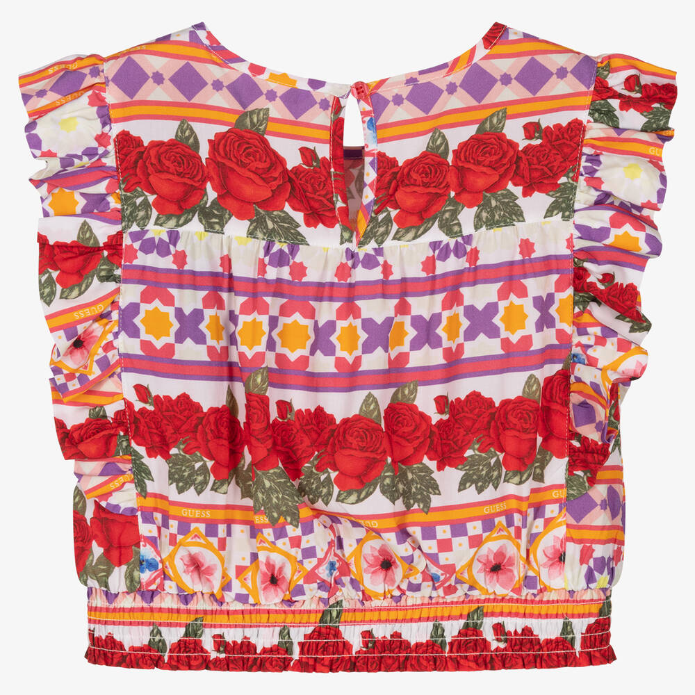Guess-Girls Geometric & Rose Print Blouse | Childrensalon Outlet