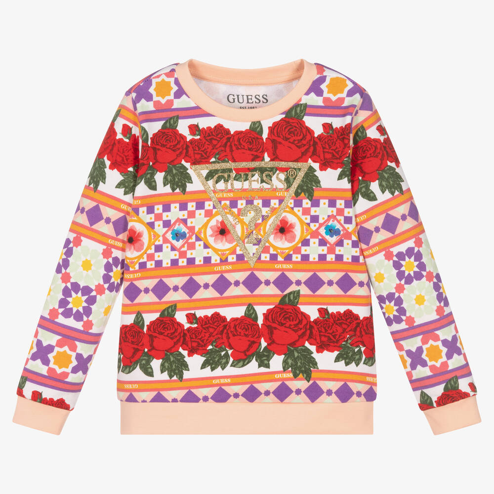Guess - Girls Geometric & Rose Print Sweatshirt | Childrensalon