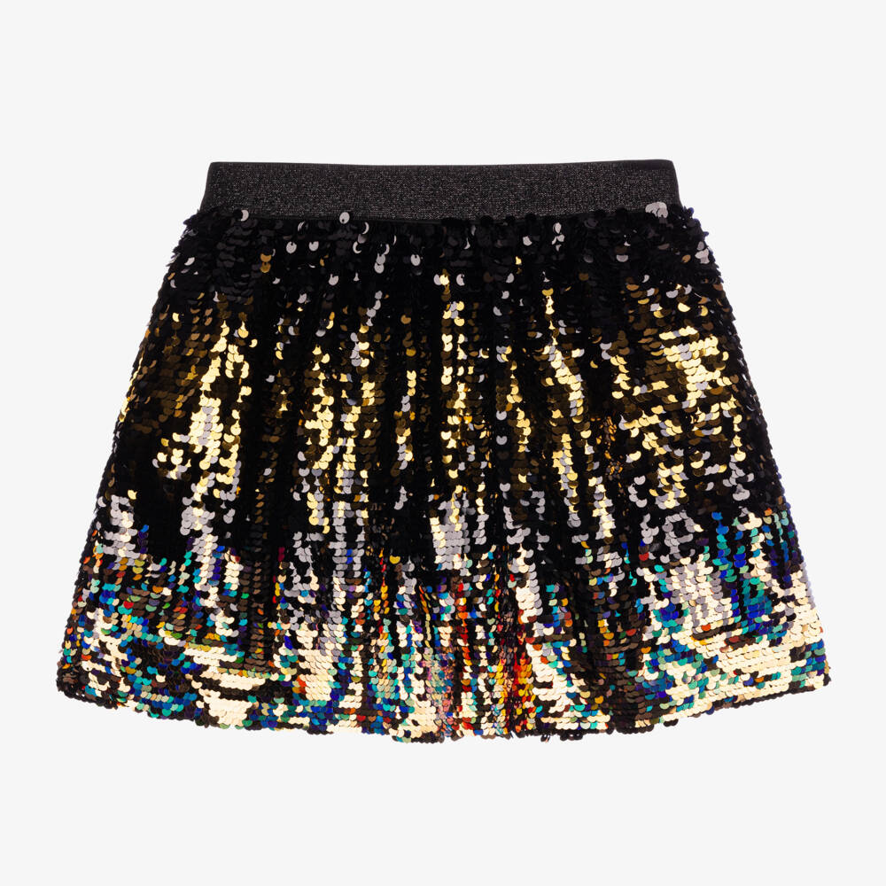 Guess-Черно-золотистая юбка с пайетками для девочек | Childrensalon Outlet