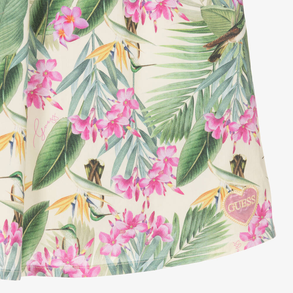 Guess-Girls Green Cotton Tropical Print Dress | Childrensalon Outlet