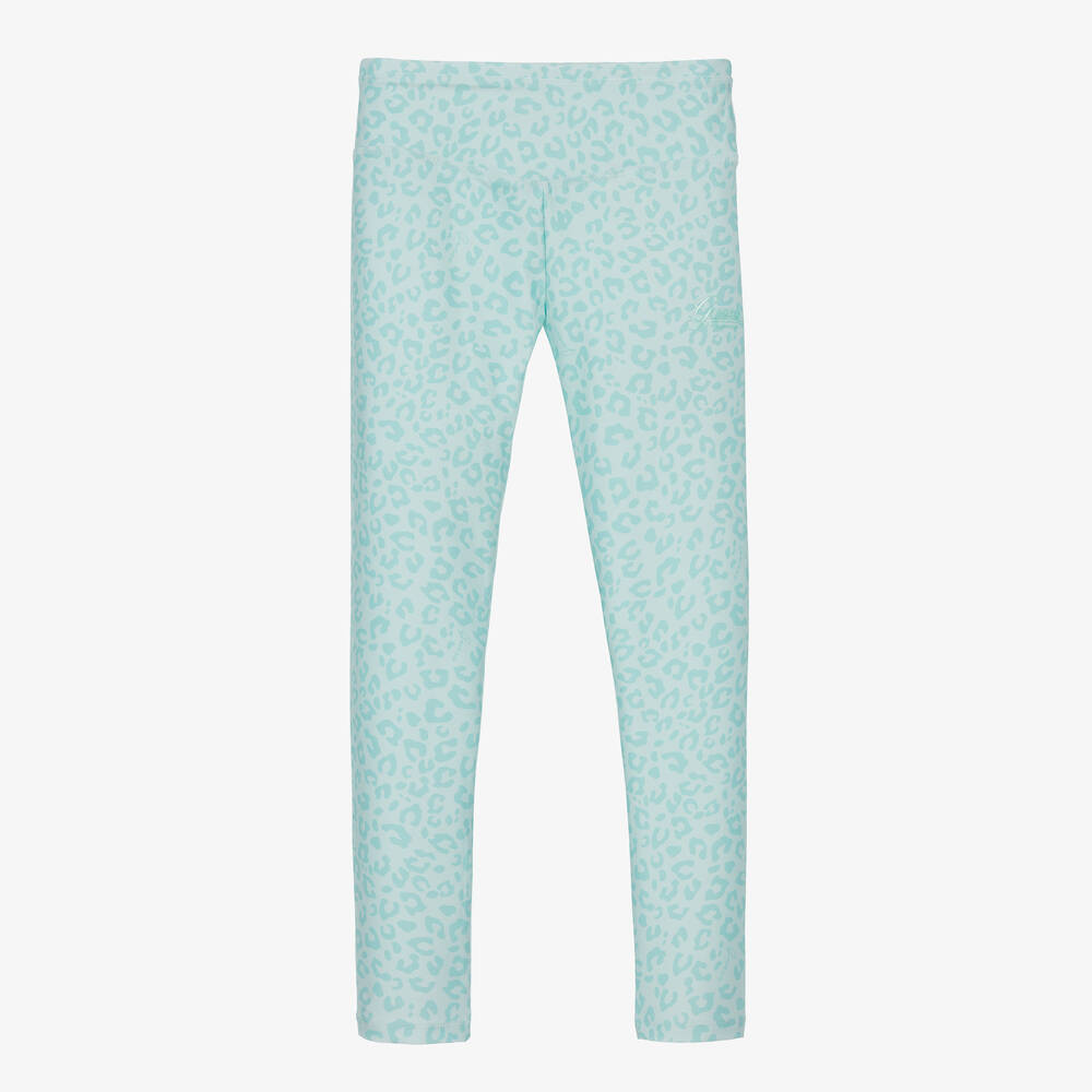 Guess-Girls Green Leopard Leggings | Childrensalon Outlet