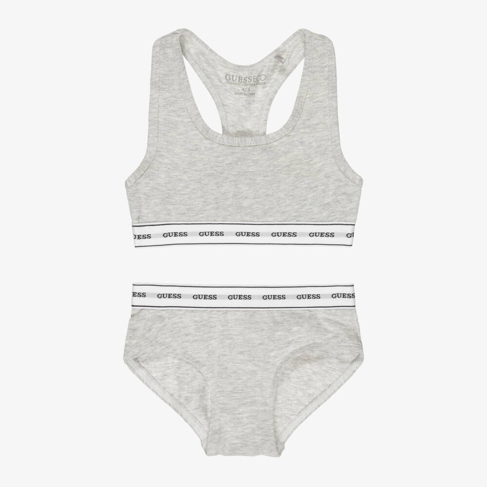 Guess-Girls Grey Cotton Bralette Set | Childrensalon Outlet