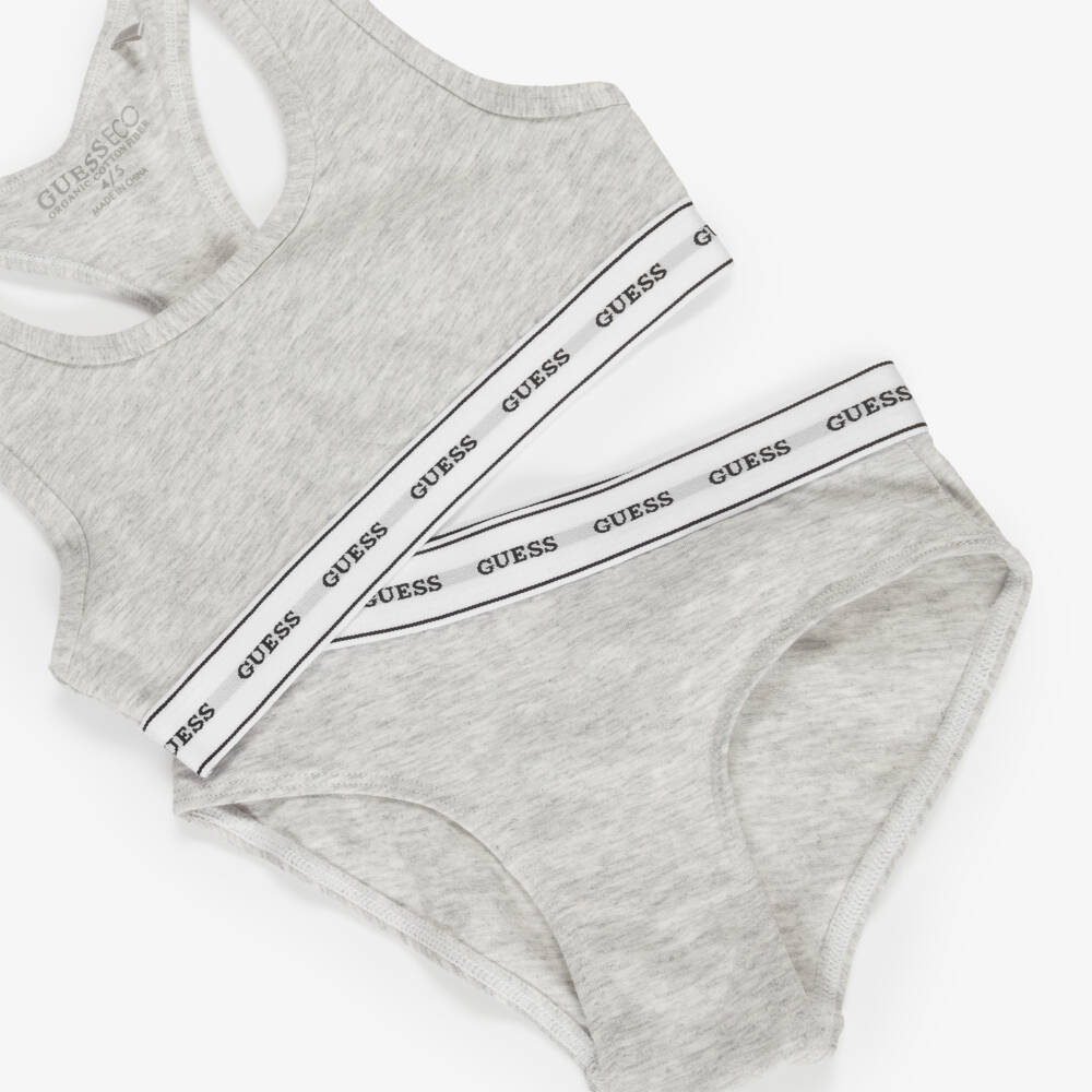 Guess-Girls Grey Cotton Bralette Set | Childrensalon Outlet