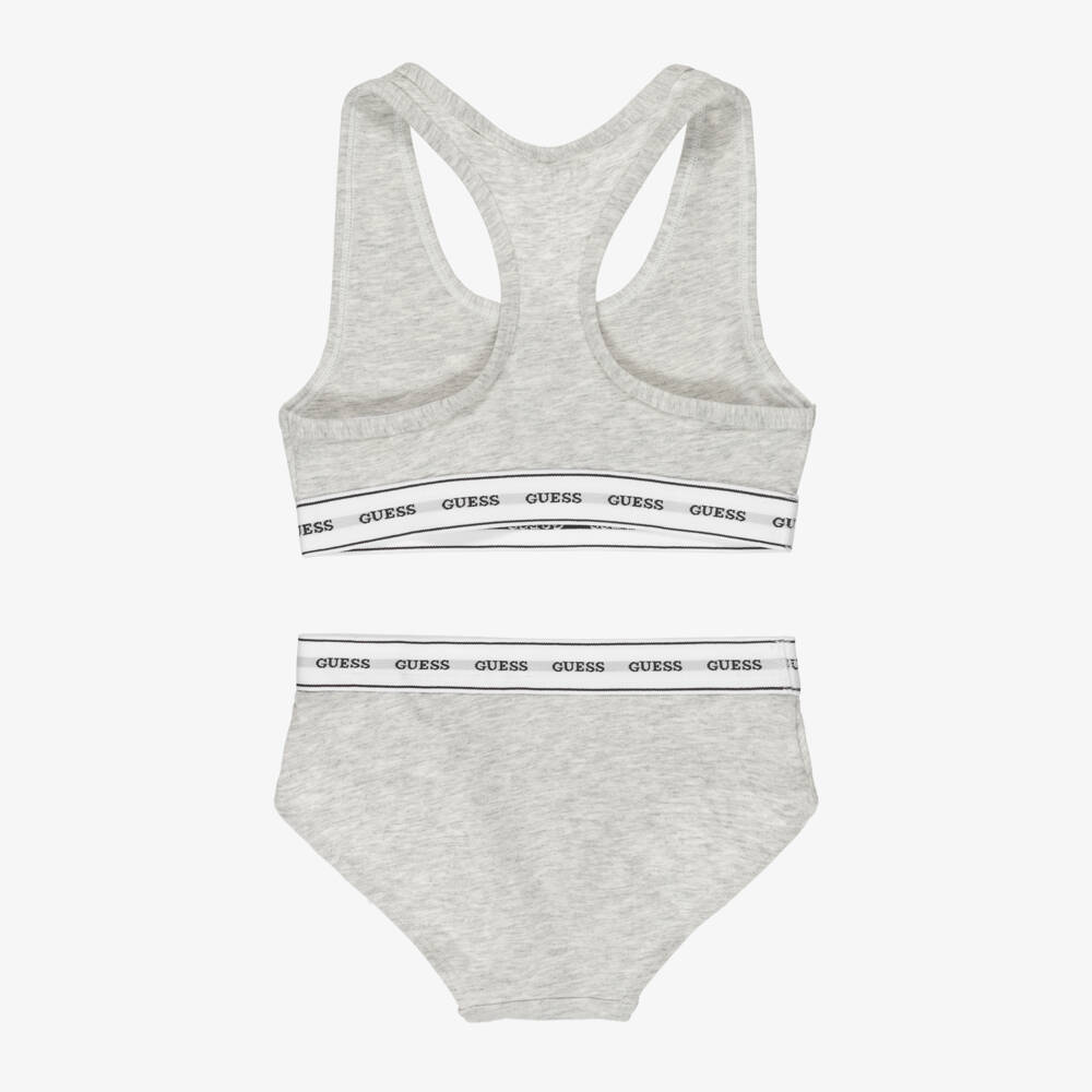 Guess-Girls Grey Cotton Bralette Set | Childrensalon Outlet
