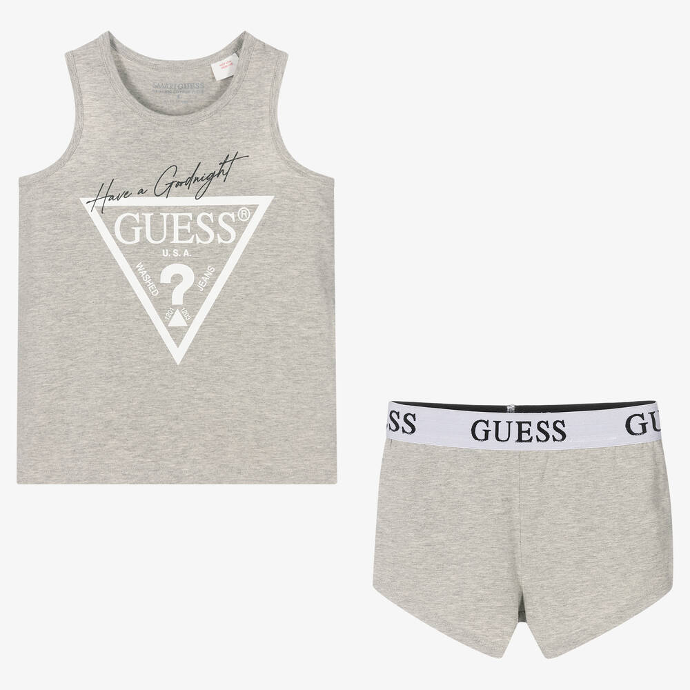 Guess-Girls Grey Logo Short Pyjamas | Childrensalon Outlet
