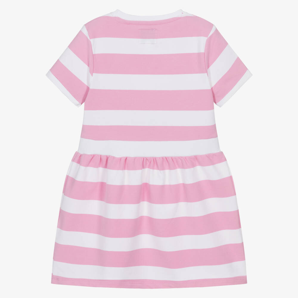 Guess-Girls Heart-Embroidered Pink Striped Dress | Childrensalon Outlet