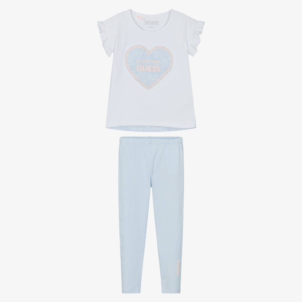 Guess-Girls Heart Logo Blue Legging Ensemble | Childrensalon Outlet
