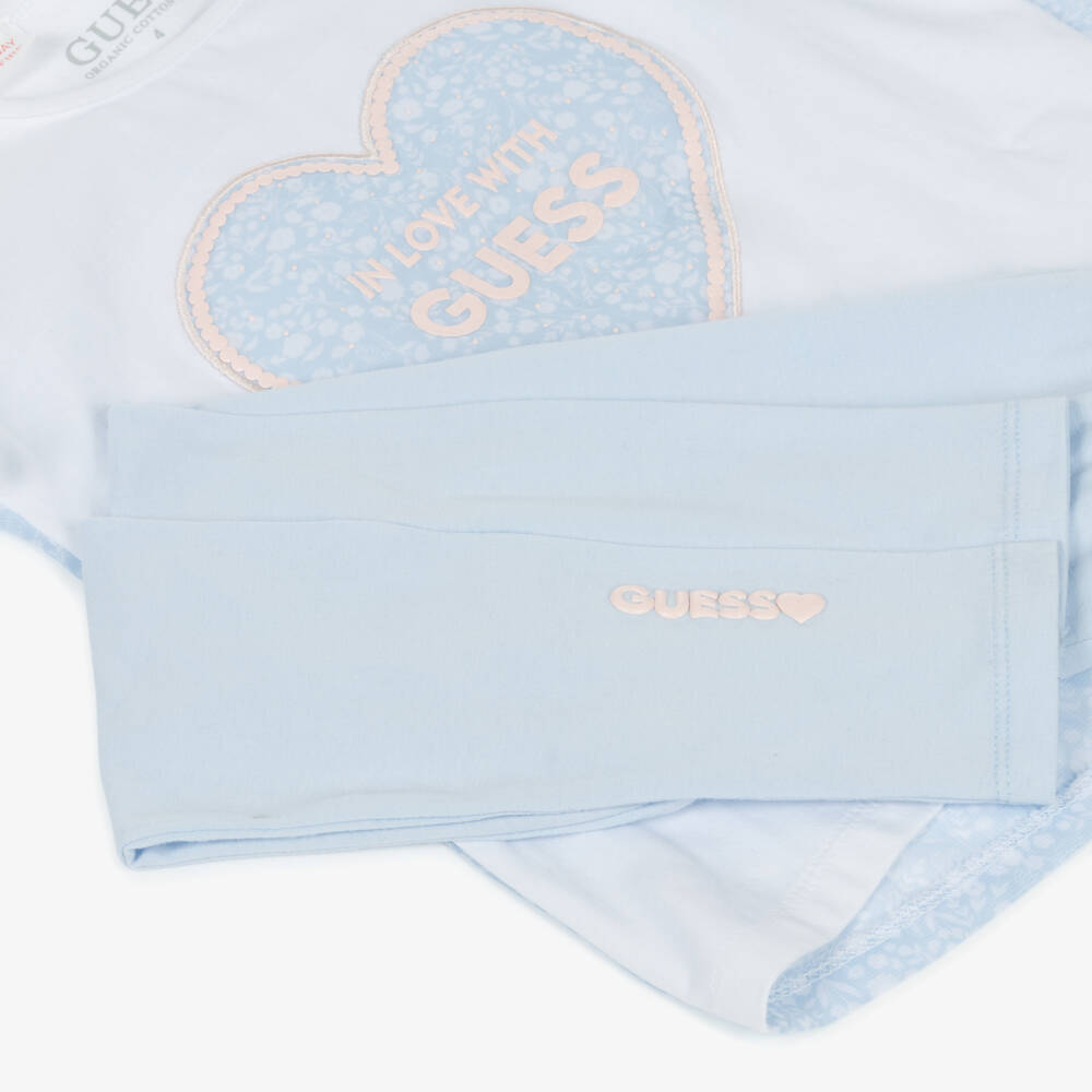 Guess-Girls Heart Logo Blue Legging Ensemble | Childrensalon Outlet