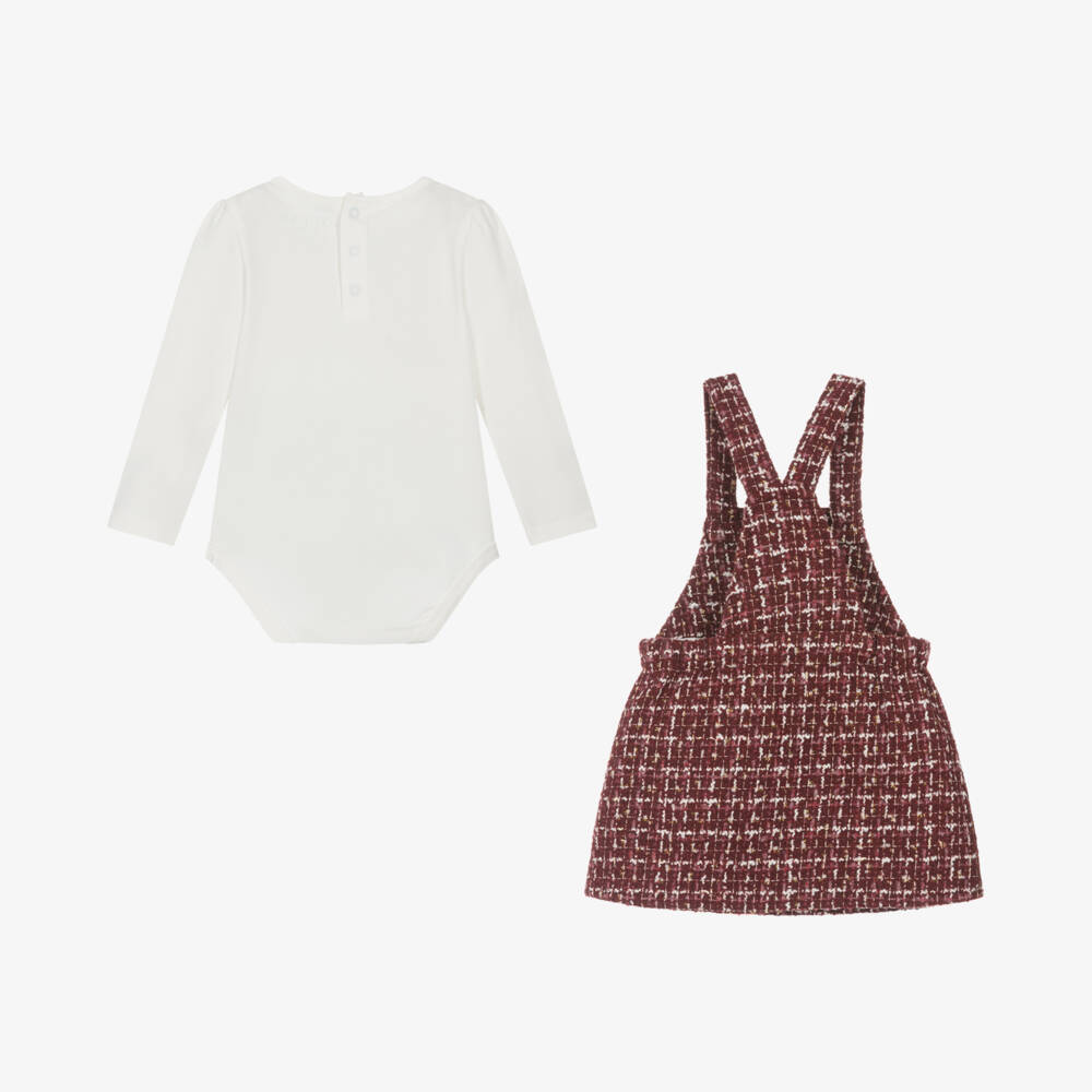 Guess-Girls Ivory and Scarlet Pinafore Ensemble | Childrensalon Outlet