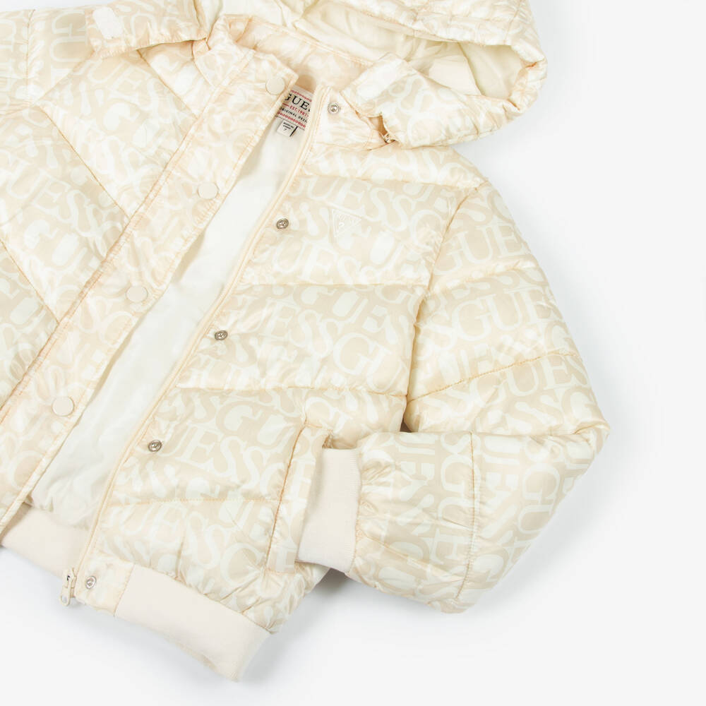 Guess-Girls Ivory Beige Puffer Jacket | Childrensalon Outlet