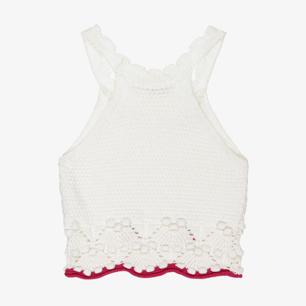 Guess-Girls Ivory Cherry Knit Tank | Childrensalon Outlet