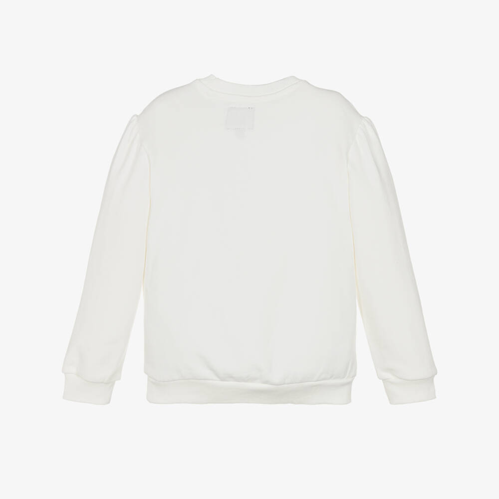 Guess-Girls Ivory Cotton Bear Print Sweatshirt | Childrensalon Outlet