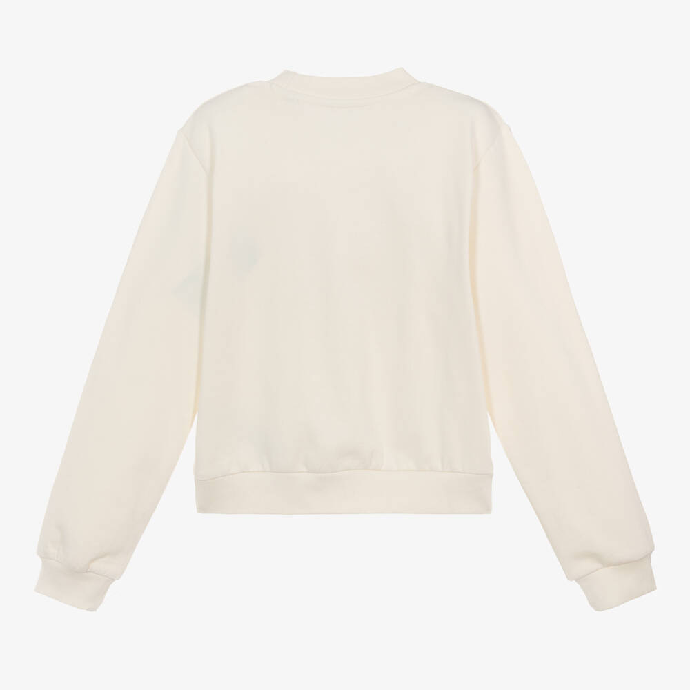 Guess-Girls Ivory Cotton Diamanté Sweatshirt | Childrensalon Outlet