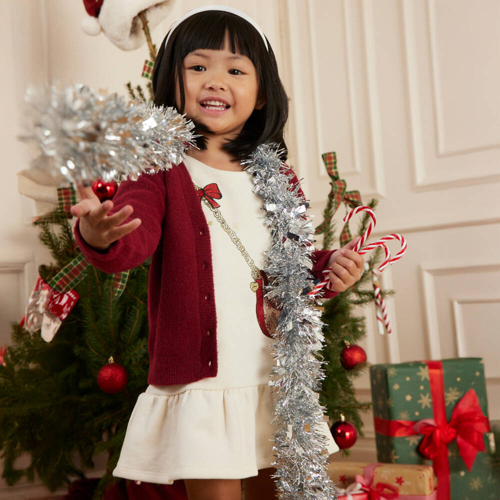 Guess-Girls Ivory Cotton jersey Trompe L'Oeil Bag Dress | Childrensalon Outlet