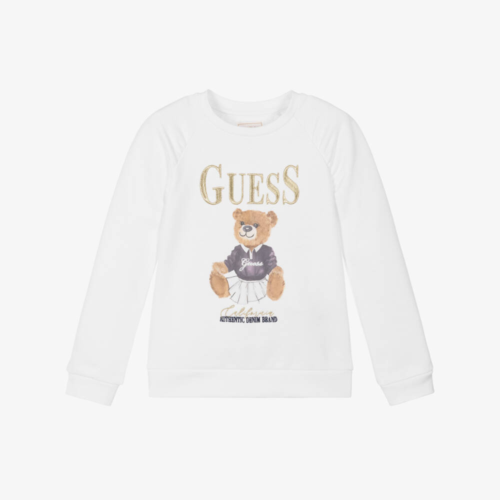 Guess-Girls Ivory Cotton Teddy Top | Childrensalon Outlet