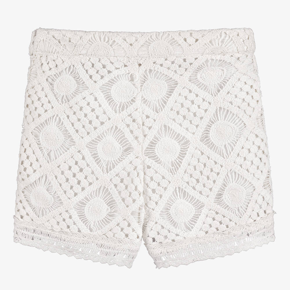 Guess-Girls Ivory Crochet Shorts | Childrensalon Outlet