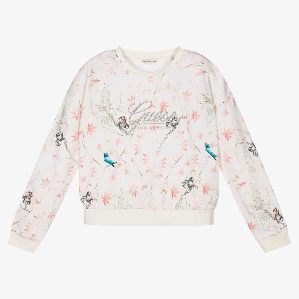 Guess - Girls Ivory Cropped Sweatshirt | Childrensalon