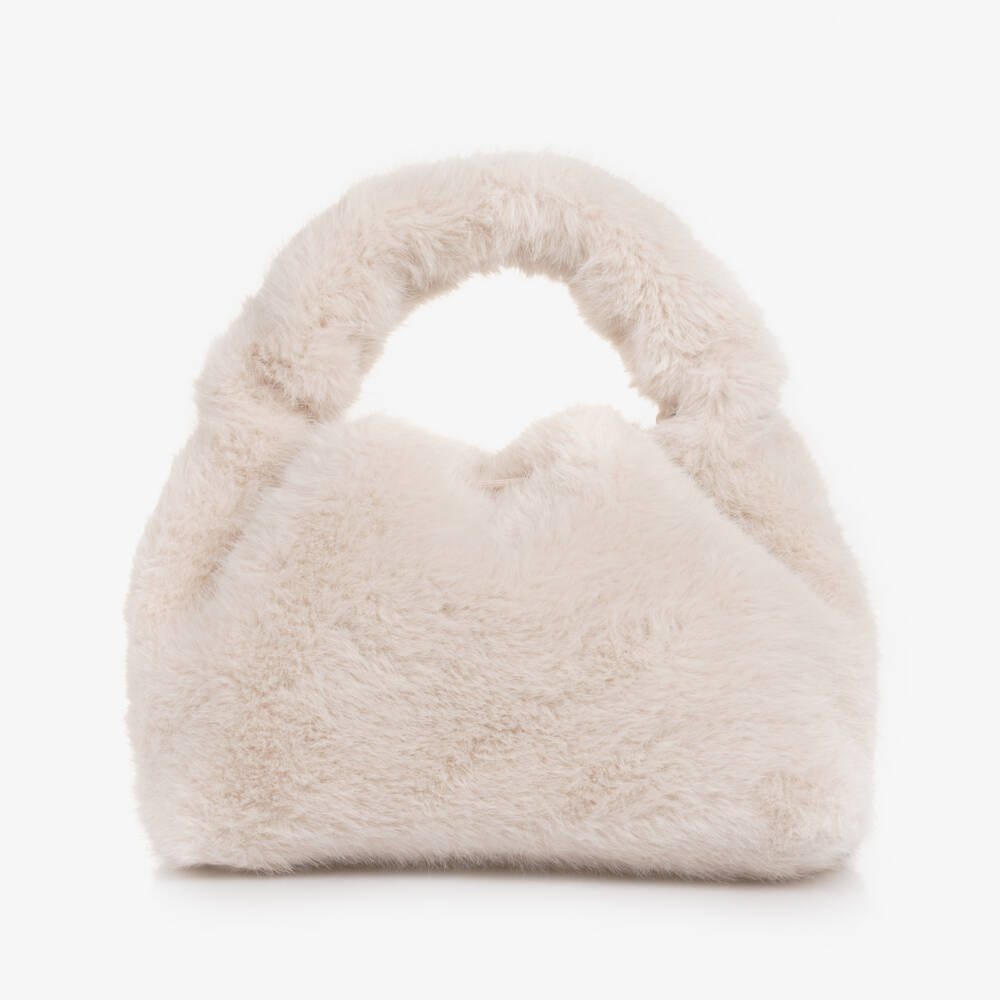 Guess-Girls Ivory Faux Fur Handbag (28cm) | Childrensalon Outlet