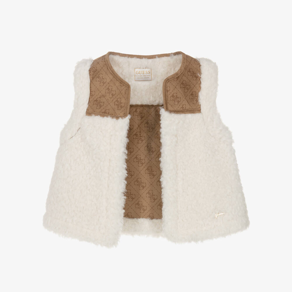 Guess-Girls Ivory Faux Fur Vest | Childrensalon Outlet