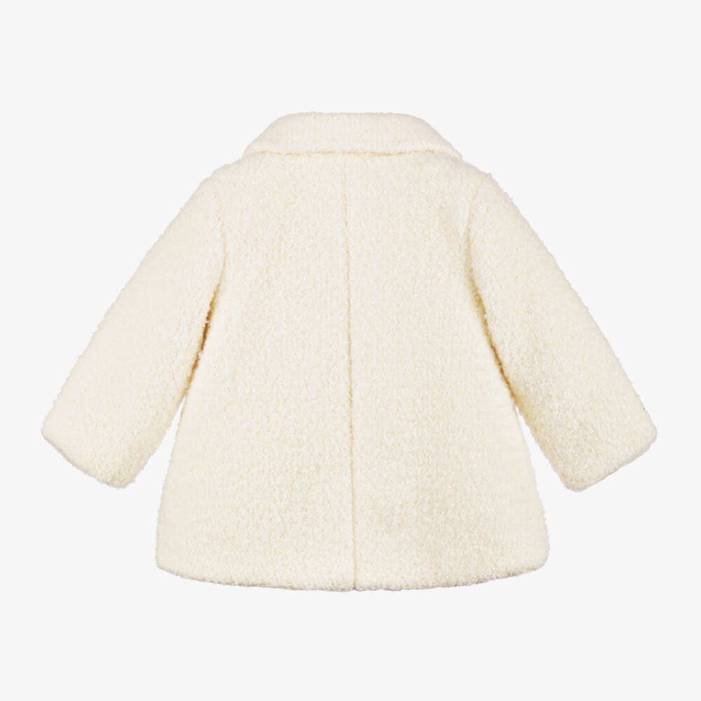Guess-Girls Ivory Fleece Long Coat | Childrensalon Outlet