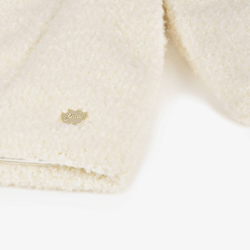 Guess-Girls Ivory Fleece Long Coat | Childrensalon Outlet
