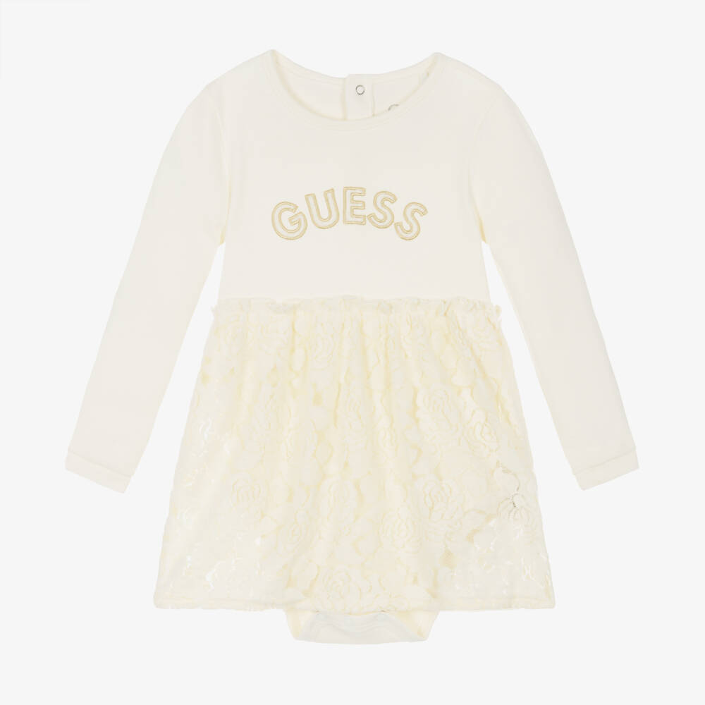 Guess-Girls Ivory Floral Cotton Dress | Childrensalon Outlet