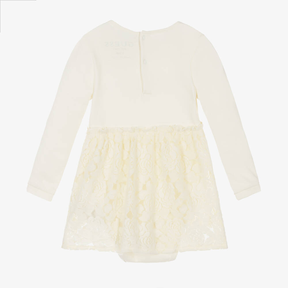 Guess-Girls Ivory Floral Cotton Dress | Childrensalon Outlet
