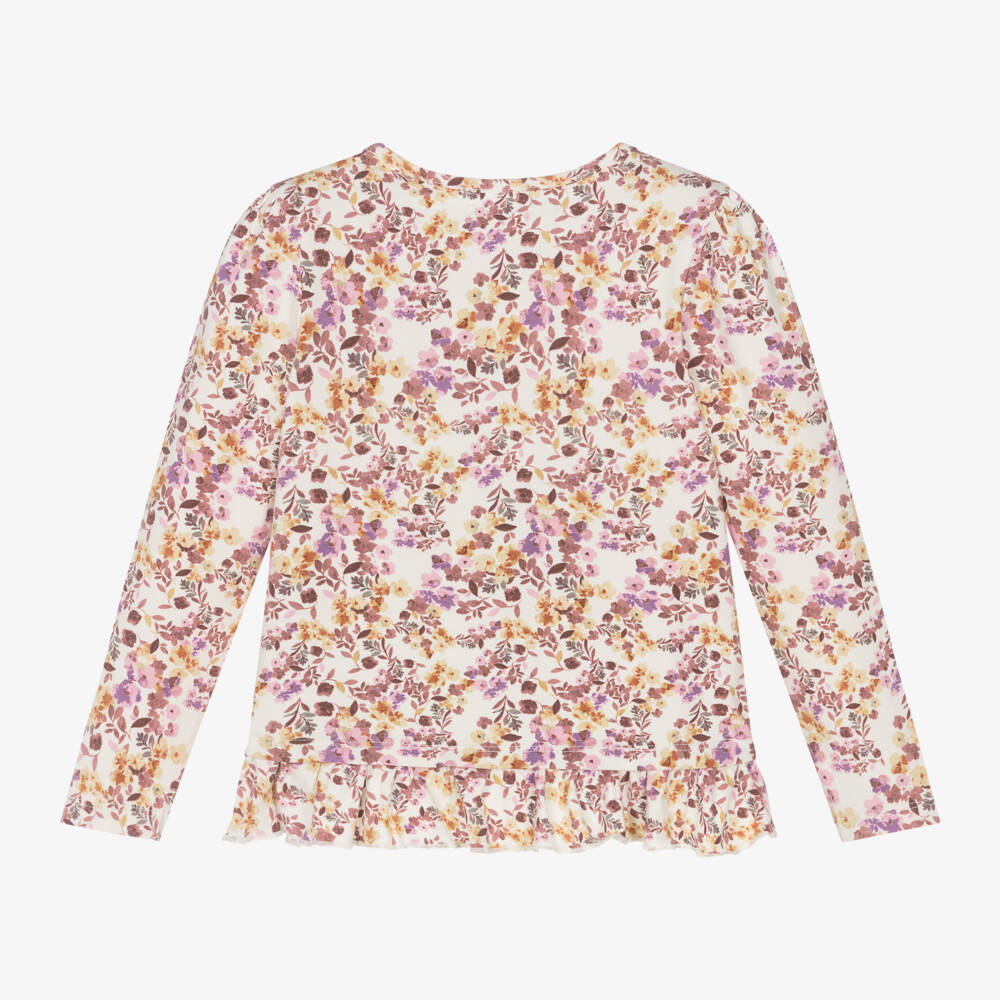 Guess-Girls Ivory Floral Long Sleeve Tee | Childrensalon Outlet