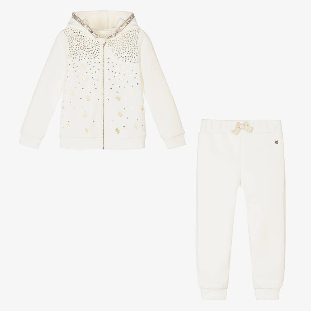 Guess girls ivory gold velour tracksuit childrensalon outlet