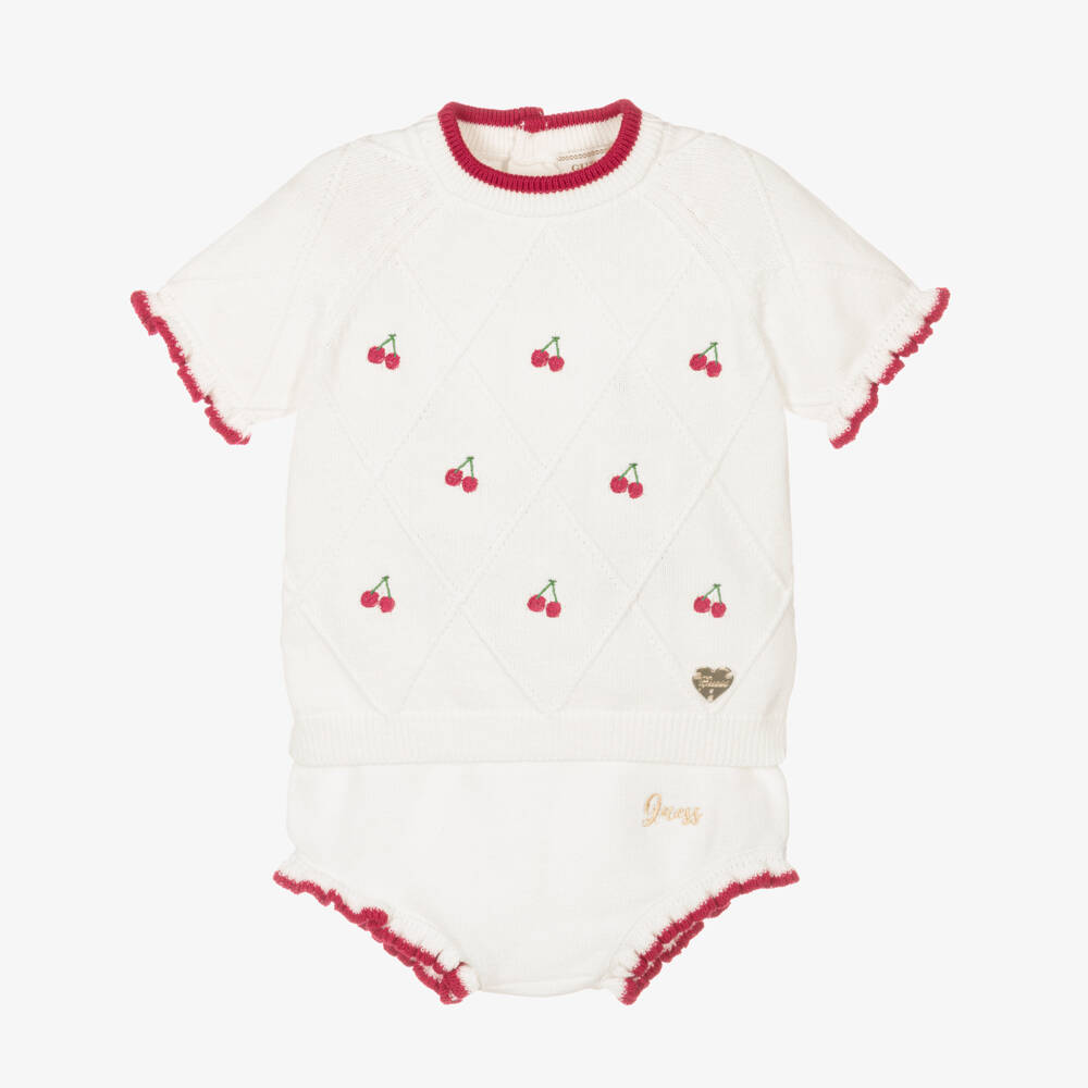 Guess-Girls Ivory Knit Cherry Outfit | Childrensalon Outlet