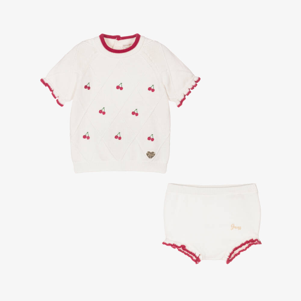 Guess-Girls Ivory Knit Cherry Outfit | Childrensalon Outlet