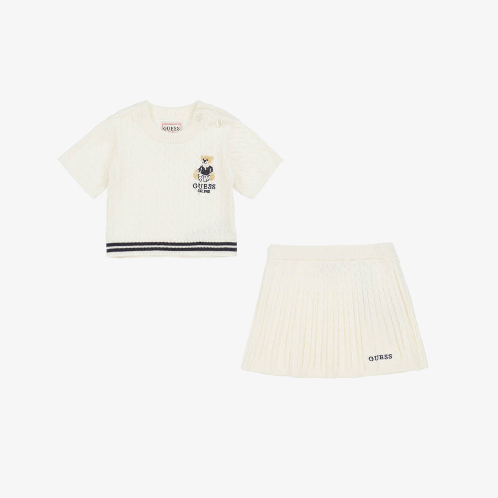 Guess-Girls Ivory Knit Ensemble with Skirt | Childrensalon Outlet