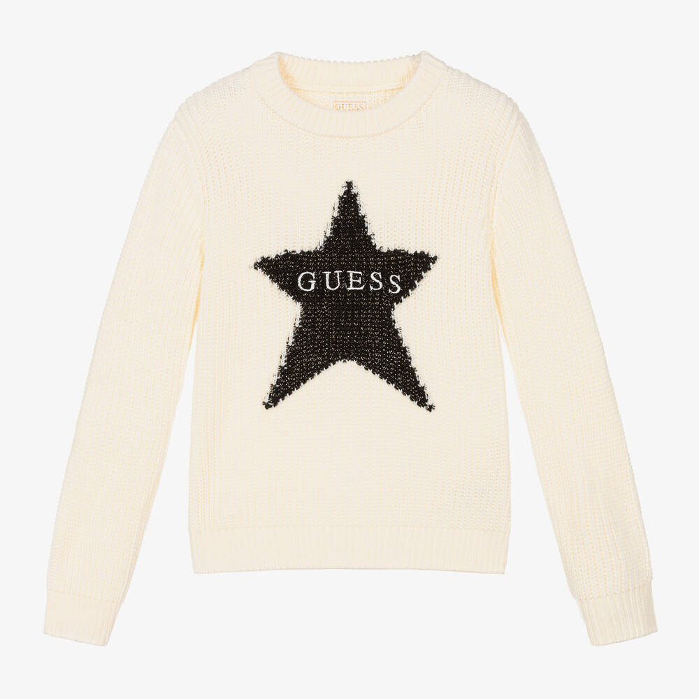 Guess - Girls Ivory Knitted Star Sweater | Childrensalon