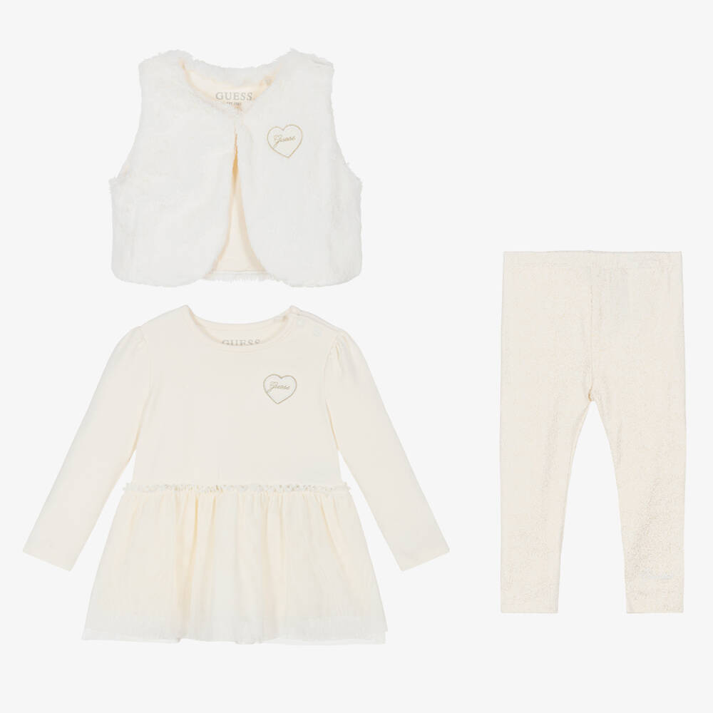 Guess-Girls Ivory Leggings Outfit Set | Childrensalon Outlet