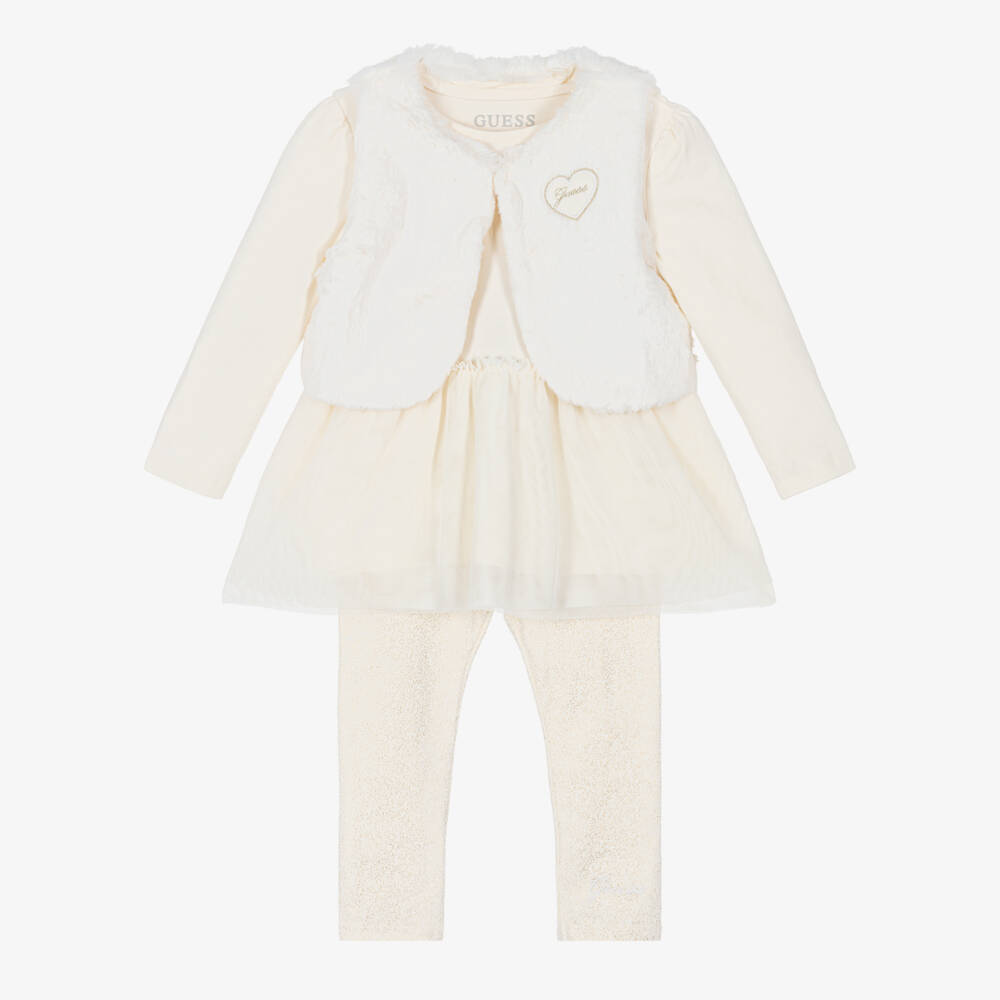 Guess-Girls Ivory Leggings Outfit Set | Childrensalon Outlet