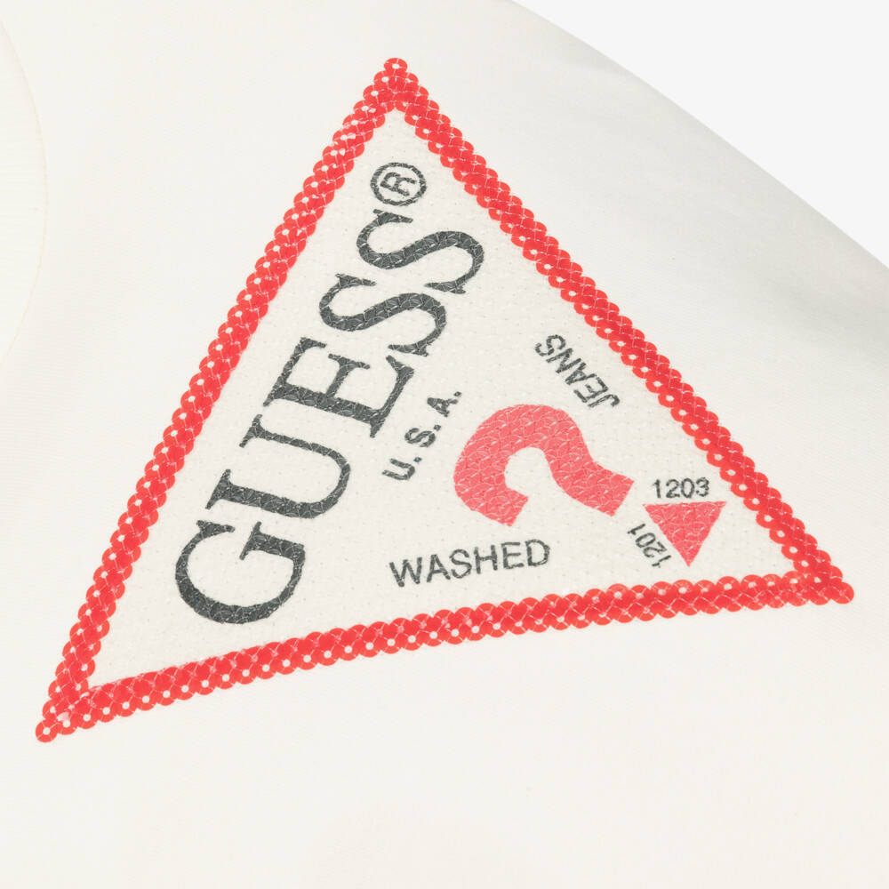 Guess-Girls Ivory Logo Jumper | Childrensalon Outlet