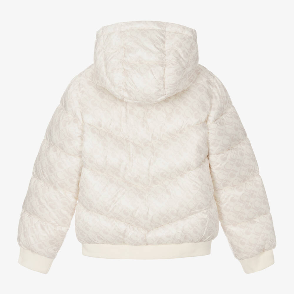 Guess-Кремовая куртка-пуховик для девочек с монограммой для девочек | Childrensalon Outlet