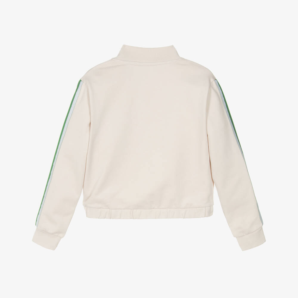 Guess-Girls Ivory Logo Zip-Up Sweatshirt | Childrensalon Outlet