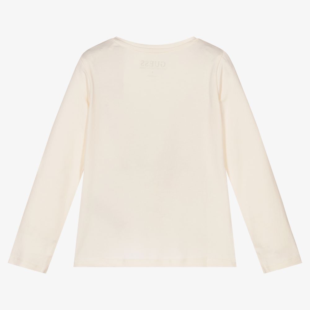 Guess-Girls Ivory Organic Cotton Top | Childrensalon Outlet