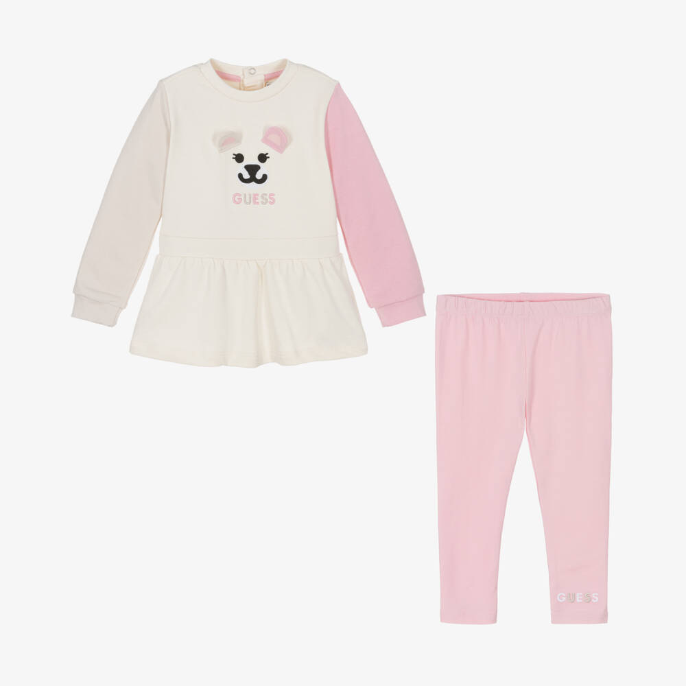 Guess-Girls Ivory & Pink Jersey Ensemble | Childrensalon Outlet