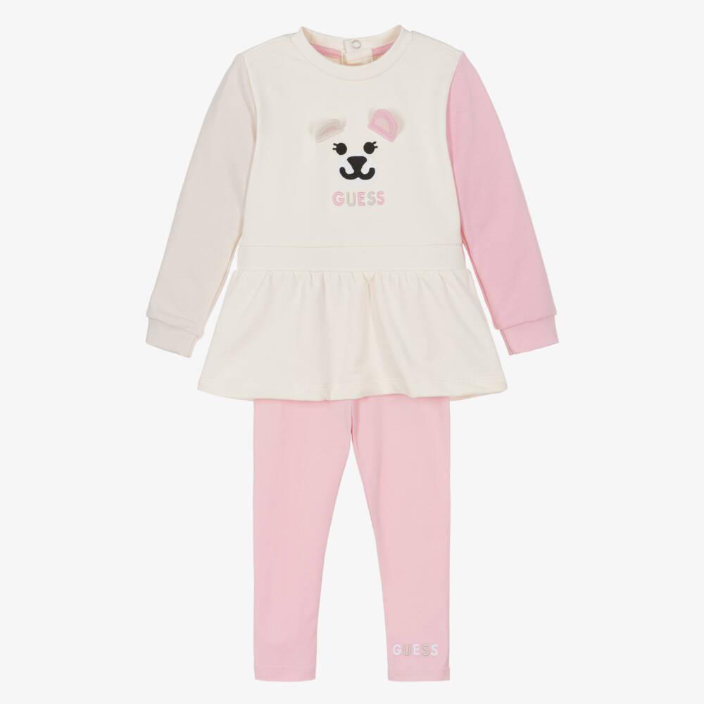 Guess-Girls Ivory & Pink Jersey Ensemble | Childrensalon Outlet