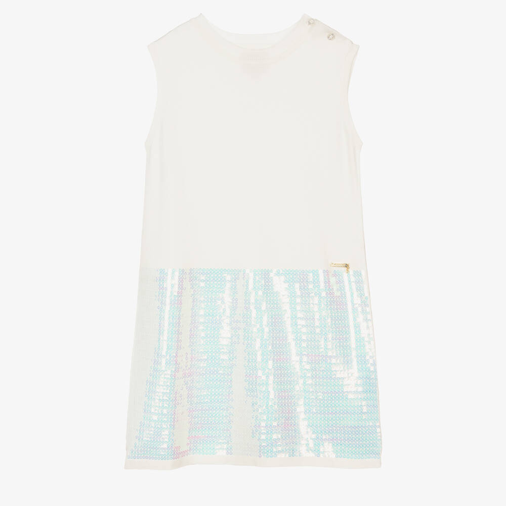 Guess - Girls Ivory Sequinned Dress | Childrensalon