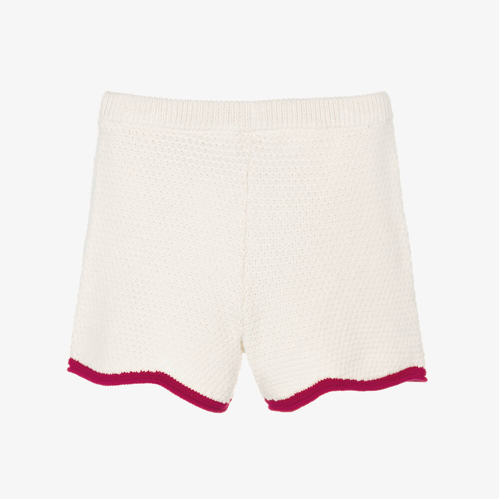 Guess-Girls' Ivory Textured Knit Shorts | Childrensalon Outlet