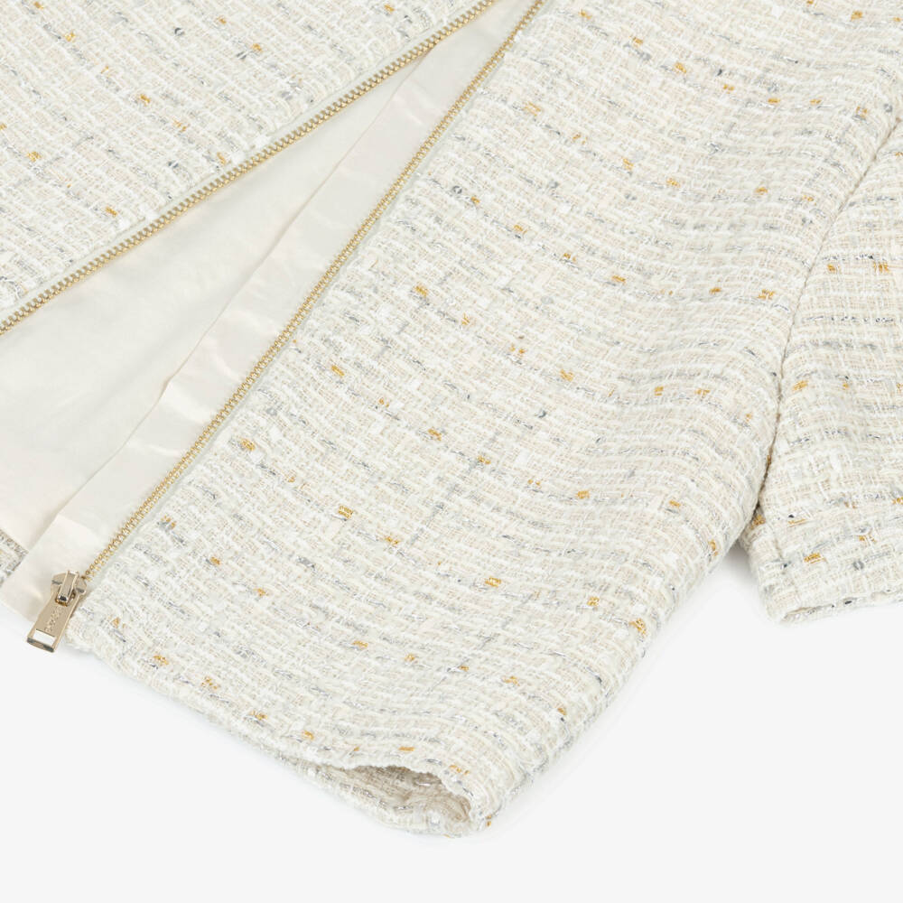 Guess-Girls Ivory Tweed Sparkle Top | Childrensalon Outlet