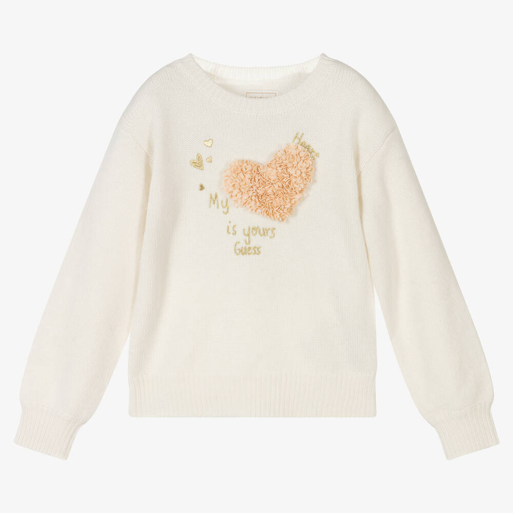 Guess - Pull ivoire en laine Fille | Childrensalon