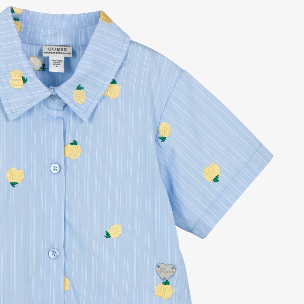 Guess-Girls Lemon Print Pink Dress | Childrensalon Outlet