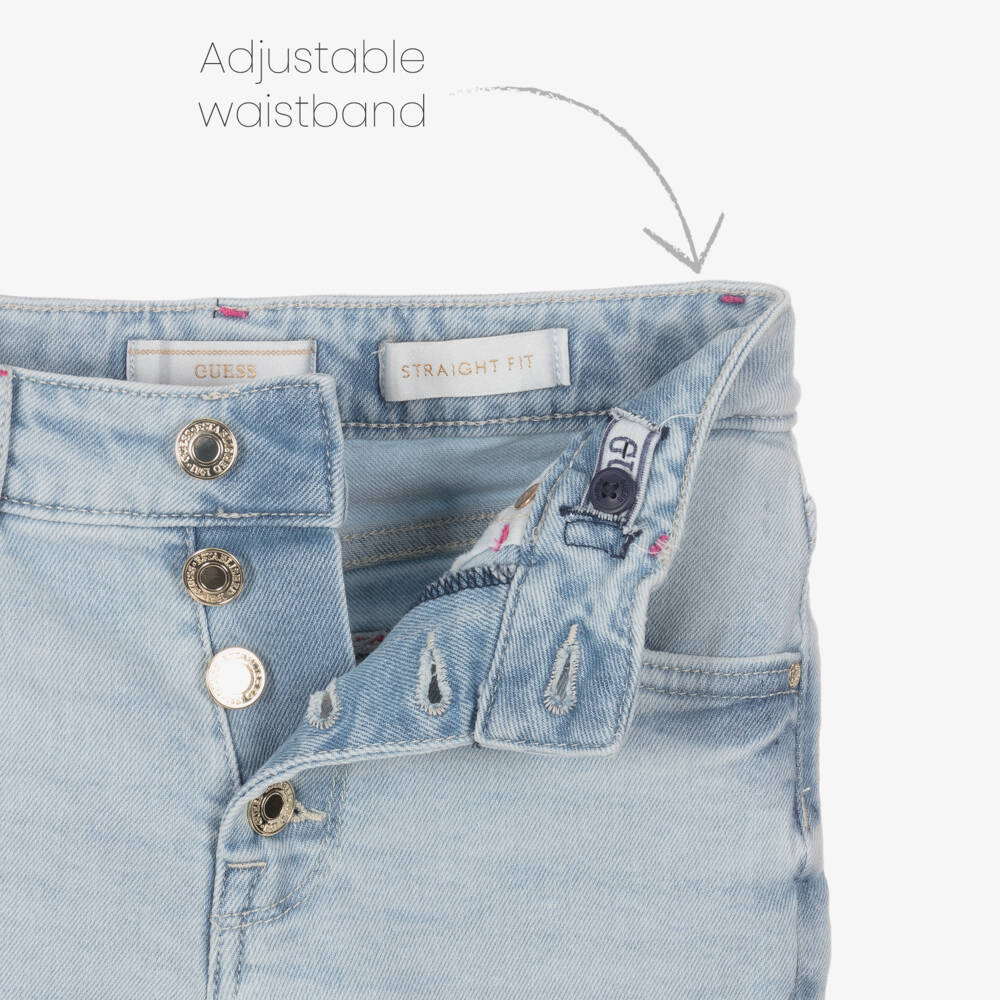 Guess-Girls Light Blue Straight Denim Trousers | Childrensalon Outlet