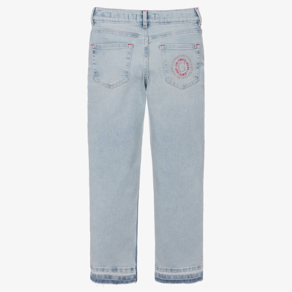 Guess-Girls Light Blue Straight Denim Trousers | Childrensalon Outlet